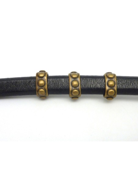 Perle poussoir metal couleur bronze à gros trou