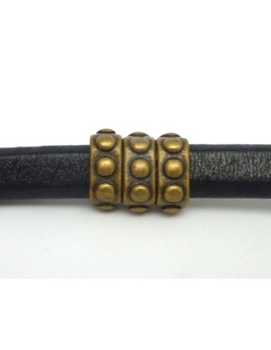 Perle poussoir metal couleur bronze à gros trou