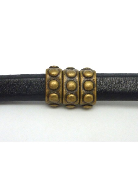 Perle poussoir metal couleur bronze à gros trou