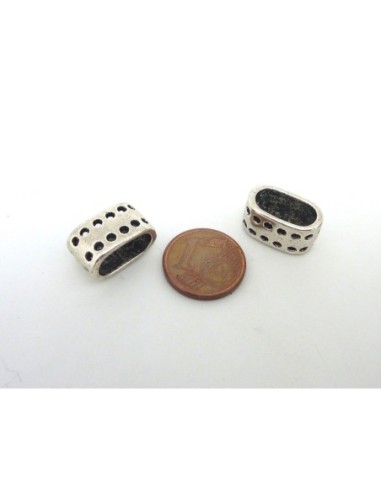 perle poussoir metal argente pour cuir regaliz