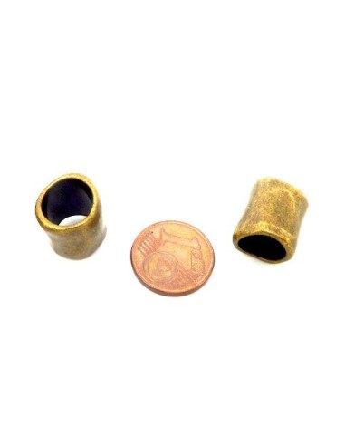 Perle poussoir ronde à gros trou de 8mm bronze