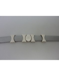20 perles passant pastille ovale 13,3mm en métal argenté lisse et mate 2