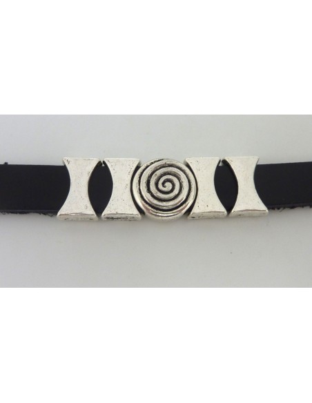 25 perles passant rectangle biseauté 14mm en métal argenté lisse