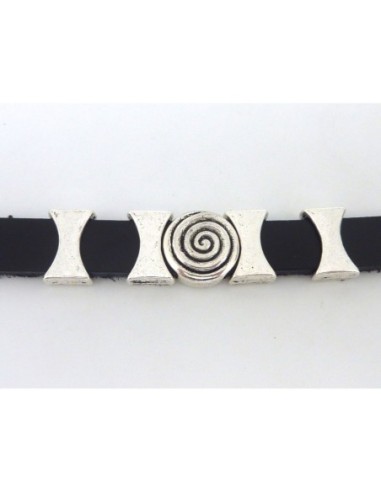 25 perles passant rectangle biseauté 14mm en métal argenté lisse