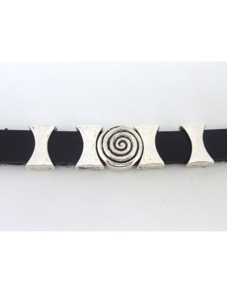 25 perles passant rectangle biseauté 14mm en métal argenté lisse