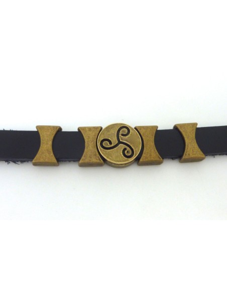 R-25 perles passant rectangle biseauté 14mm en métal lisse de couleur bronze