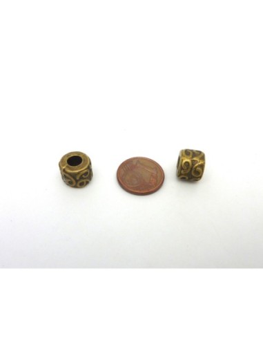 R-15 Perles cylindre 10,2mm gravé à gros trou...