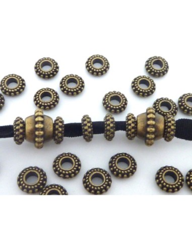 R-50 Perles intercalaire ronde 7,7mm mini boule en métal de couleur bronze