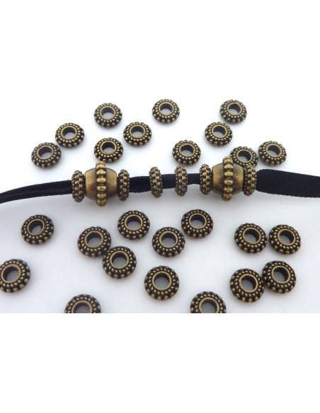 R-50 Perles intercalaire ronde 7,7mm mini boule en métal de couleur bronze