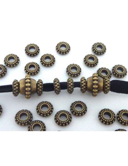 R-50 Perles intercalaire ronde 7,7mm mini boule en métal de couleur bronze