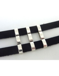 3 Passe cuir 3 rangs 38mm en métal argenté pour lanière de 10mm 2
