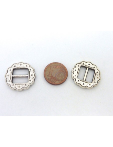 3 Perle passe cuir fleur 20,4mm en métal argenté pour ruban, lanière cuir ou plusieurs cordons d'une largeur de 10mm