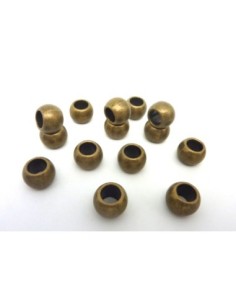 3 Grosse perle ronde 11,8mm en métal de couleur bronze lisse gros trou 6,5mm 2