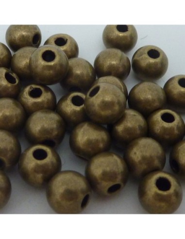 Perle ronde en métal de couleur bronze 6mm