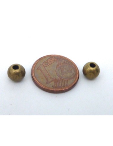 Perle ronde en métal de couleur bronze 6mm