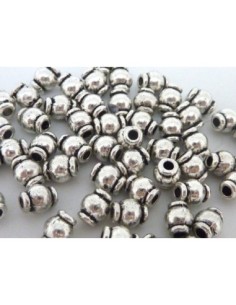 Perle métal argenté toupie 5mm