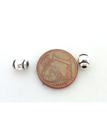 Perle métal argenté toupie 5mm