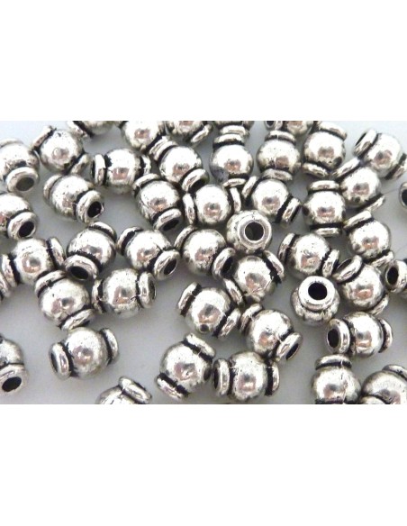 Perle métal argenté toupie 5mm