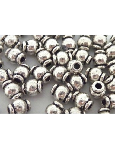 Perle métal argenté toupie 5mm