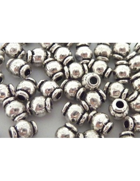 Perle métal argenté toupie 5mm