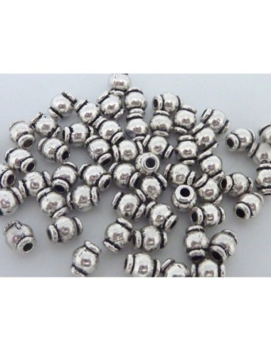 Perle métal argenté toupie 5mm