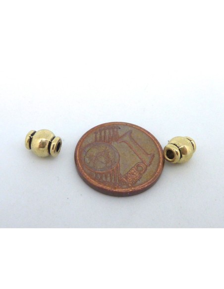 25 Perles fine ronde tonneau 5mm en métal de couleur doré pâle trou 1,6mm