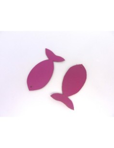 Lot de 10 poissons 6,5cm en cuir de couleur rose fuchsia