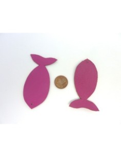 Lot de 10 poissons 6,5cm en cuir de couleur rose fuchsia 2
