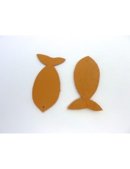 Lot de 10 poissons 6,5cm en cuir de couleur camel