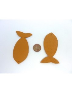 Lot de 10 poissons 6,5cm en cuir de couleur camel 2
