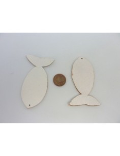 Lot de 10 poissons 6,5cm en cuir de couleur blanc 2