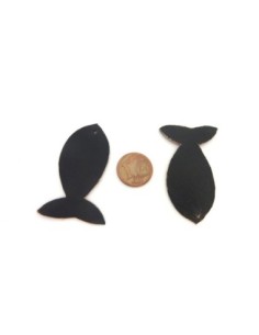 R-Lot de 10 poissons 4,5cm en cuir de couleur noir 2