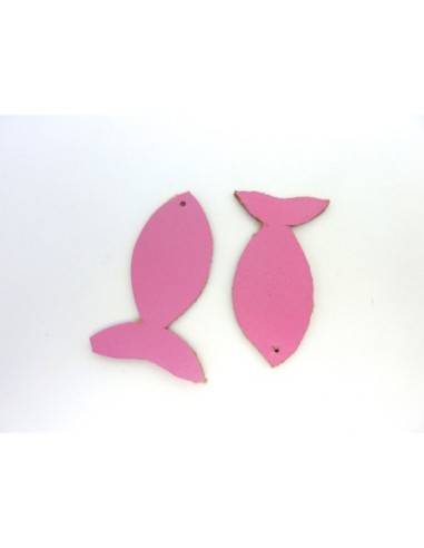 Lot de 10 poissons 4,5cm en cuir de couleur rose