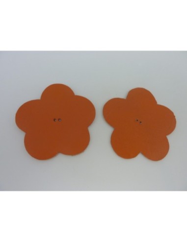 Fleur orange en cuir 6cm