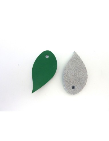 10 feuilles, larme, goutte 4,3cm en cuir de couleur vert