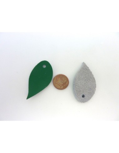 10 feuilles, larme, goutte 4,3cm en cuir de...