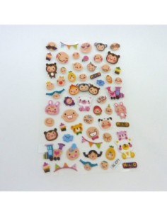 55 Stickers thème visage, mimique taille variable de 8mm...