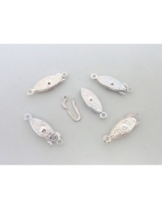 Fermoirs forme navette gravé style filigrane en métal argenté brillant