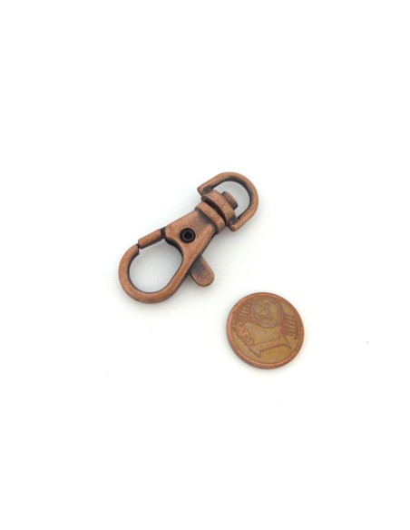 Mousqueton en métal de couleur cuivre pour porte clé