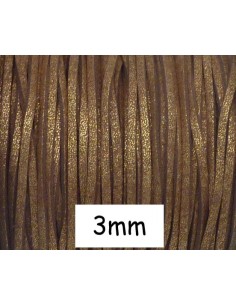 Cordon suédine 3mm marron pailleté doré