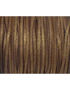 Cordon suédine 3mm marron pailleté doré 2