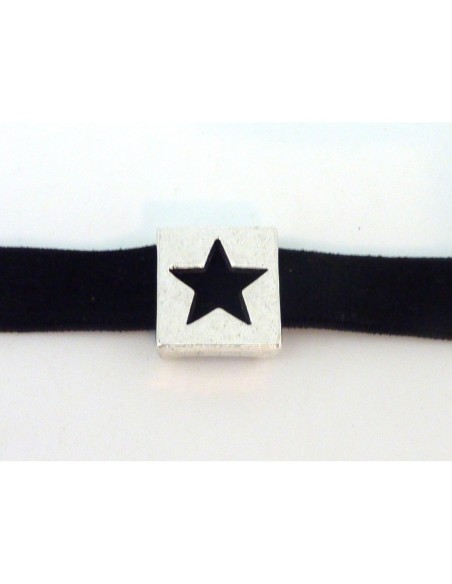 3 Perles passant étoile slide 13mm en métal argenté