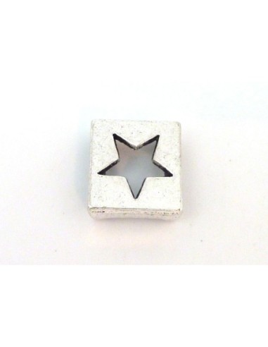 3 Perles passant étoile slide 13mm en métal...