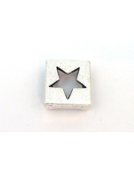 3 Perles passant étoile slide 13mm en métal argenté