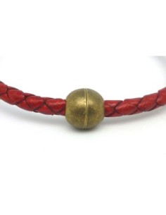 Fermoir aimanté boule, rond pour cordon de 5mm - 5,5mm en métal de couleur bronze pour cordon de 5,5mm 