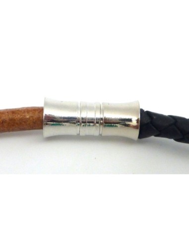 Fermoir aimanté tube pour cordon de 5,8mm en métal argenté