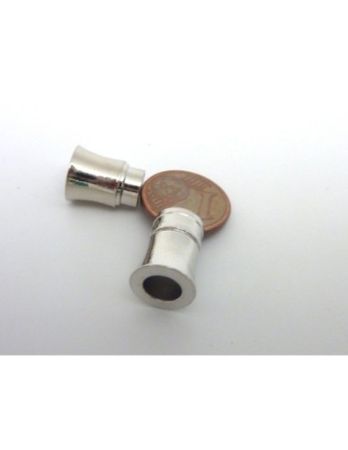 Fermoir aimanté tube pour cordon de 5,8mm en métal argenté