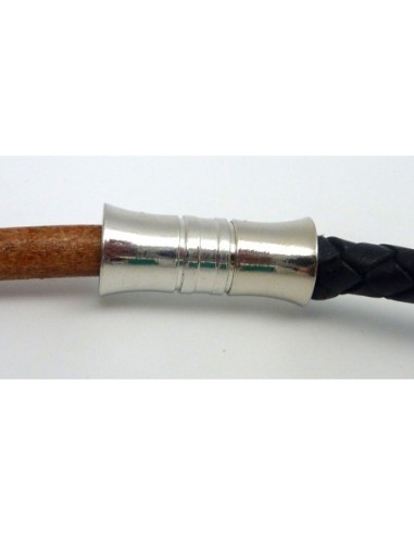 Fermoir aimanté tube pour cordon de 5,8mm en métal argenté