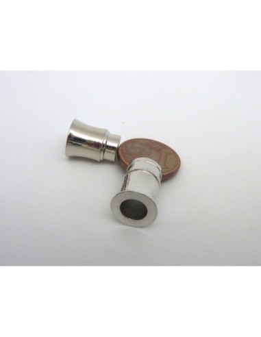 Fermoir aimanté tube pour cordon de 5,8mm en métal argenté