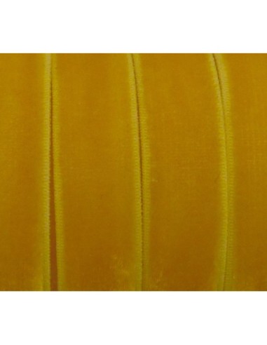 R-1m Ruban élastique plat velours 10mm jaune moutarde